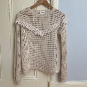Sezane mohair and wool cream openwork sweater